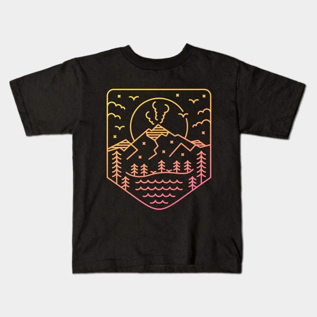 Volcano Lines Kids T-Shirt by VEKTORKITA